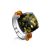 Voluptuous Silver Ring With Green And Cognac Amber The Prussia, Ring Size: 5 / 15.5, image 