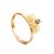 Cylindrical Cut Amber Ring In Gold With Crystal The Scandinavia, Ring Size: 8 / 18, image 