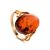Gold-Plated Cocktail Ring With Cognac Amber The Napoli, Ring Size: 5 / 15.5, image 