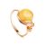 Honey Amber Ring In Gold-Plated Silver With Crystals The Swan, Ring Size: 5.5 / 16, image 