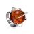 Adjustable Amber Ring In Sterling Silver Ring The Saturn, Ring Size: Adjustable, image 