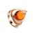 Cocktail Amber Ring In Gold With Crystals The Raphael, Ring Size: 4 / 15, image 