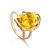 One Size Amber Ring In Gold-Plated Silver The Vivaldi, Ring Size: Adjustable, image 