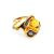 Bold Gold-Plated Ring With Honey Amber The Turandot, Ring Size: Adjustable, image 
