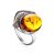 Cocktail Amber Ring In Sterling Silver With Crystals The Raphael, Ring Size: 4 / 15, image 