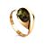 Gold-Plated Ring With Green Amber The Peony, Ring Size: 5 / 15.5, image 