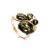 Gold-Plated Ring With Green Amber The Symphony, Ring Size: 5.5 / 16, image 