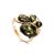 Gold-Plated Ring With Green Amber The Symphony, Ring Size: 6 / 16.5, image 