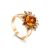 Gold-Plated Ring With Cognac Amber The Aster, Ring Size: 4 / 15, image 