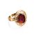 Adjustable Gold-Plated Ring With Cherry Amber The Ellas, Ring Size: Adjustable, image 
