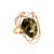 One Size Gold-Plated Ring With Bold Green Amber The Rialto, Ring Size: Adjustable, image 