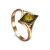 Gold-Plated Ring With Green Amber The Colombina, Ring Size: 5 / 15.5, image 