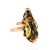 Handcrafted Amber Ring In Gold-Plated Silver The Rialto, Ring Size: Adjustable, image 