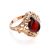 Romantic Glamour Amber Ring In Gold-Plated Sterling Silver The Luxor, Ring Size: 4 / 15, image 