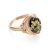 Green Amber Ring In Gold-Plated Silver With Crystals The Albertina, Ring Size: 5.5 / 16, image 