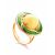 Amber and Green Enamel Ring In Gold-Plated Silver The Empire, Ring Size: 5 / 15.5, image 