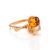 Golden Ring With Cognac Amber The Kalina, Ring Size: 4 / 15, image 