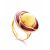 Amber and Red Enamel Ring In Gold-Plated Silver The Empire, Ring Size: 5 / 15.5, image 