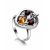 Sweet Cognac Amber Strawberry​ Ring In Sterling Silver The Confiture, Ring Size: 4 / 15, image 