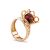 Gold-Plated Ring With Cherry Amber The Geneva, Ring Size: 5 / 15.5, image 
