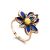 Bold Floral Ring With Amber And Enamel The Verona, Ring Size: 5 / 15.5, image 