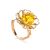 Luminous Amber Ring In Gold-Plated Silver The Daisy, Ring Size: Adjustable, image 