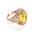 Romantic Glamour Amber Ring In Gold-Plated Sterling Silver The Luxor, Ring Size: 4 / 15, image 