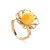 Ultra Feminine Amber Ring In Gold-Plated Silver The Daisy, Ring Size: Adjustable, image 