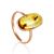 Oval Amber Ring With Inclusions In Gold The Clio, Ring Size: 6.5 / 17, image 