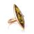 Gold-Plated Silver Ring With Green Amber The Grace, Ring Size: 5 / 15.5, image 