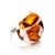 Adjustable Ring With Cognac Amber And White Polymer The Dalmatian, Ring Size: Adjustable, image 
