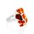 Mosaic Open Ring With Cognac Amber And White Polymer The Dalmatian, Ring Size: Adjustable, image 