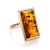Bold Gold-Plated Ring With Cognac Amber The Chelsea, Ring Size: 5 / 15.5, image 