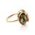 Gold-Plated Ring With Green Amber And Crystals The Swan, Ring Size: 9.5 / 19.5, image 