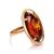 Bold Gold-Plated Cocktail Ring With Cognac Amber The Elegy, Ring Size: 5.5 / 16, image 