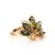 Bold Green Amber Ring In Gold-Plated Silver With Crystals The Verbena, Ring Size: 5.5 / 16, image 