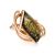Gold-Plated Ring With Green Amber The Illusion, Ring Size: 5.5 / 16, image 