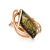 Gold-Plated Ring With Green Amber The Illusion, Ring Size: 6.5 / 17, image 