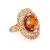 Gorgeous Amber Ring In Gold-Plated Silver With Crystals The Venus, Ring Size: 5.5 / 16, image 