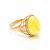 Amber Ring In Gold Plated Silver The Carmen, Ring Size: 4 / 15, image 