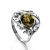 Refined Green Amber Ring In Sterling Silver The Tivoli, Ring Size: 4 / 15, image 