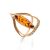 Gold-Plated Ring With Cognac Amber And Champagne Crystals The Raphael, Ring Size: 5.5 / 16, image 
