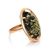 Green Amber Cocktail Ring In Gold-Plated Silver The Elegy, Ring Size: 5.5 / 16, image 