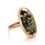 Green Amber Cocktail Ring In Gold-Plated Silver The Elegy, Ring Size: 8 / 18, image 