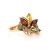 Multicolor Amber Ring In Gold-Plated Silver With Crystals The Verbena, Ring Size: 5.5 / 16, image 