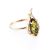 Bright Gold-Plated Ring With Green Amber The Tulip, Ring Size: 5 / 15.5, image 