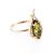 Bright Gold-Plated Ring With Green Amber The Tulip, Ring Size: 8.5 / 18.5, image 