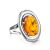 Oval Silver Ring With Cognac Amber The Sonnet, Ring Size: 4 / 15, image 