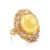 Bold Honey Amber Ring In Gold-Plated Silver With Crystals The Venus, Ring Size: 5.5 / 16, image 