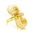 Bold Gold-Plated Ring With White Amber The Snail, Ring Size: 5.5 / 16, image 
